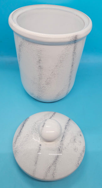 White & Black Stoneware Lidded Jar