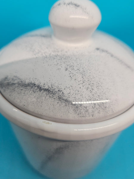 White & Black Stoneware Lidded Jar