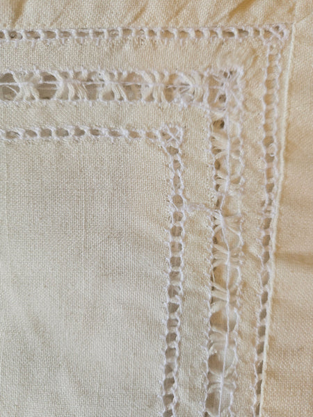 Vintage Cutwork Embroidery 70" x 104" Linen Tablecloth