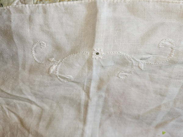 White Square Vintage 42" x 42" Cutwork Embroidery Tablecloth / Table Topper