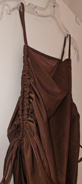 Women's 3X Brown One Piece High Hip Bathing Suit