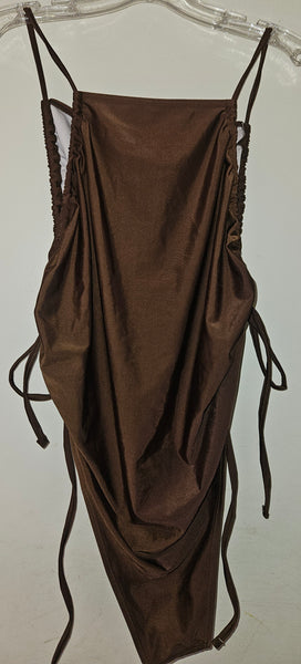 Women's 3X Brown One Piece High Hip Bathing Suit