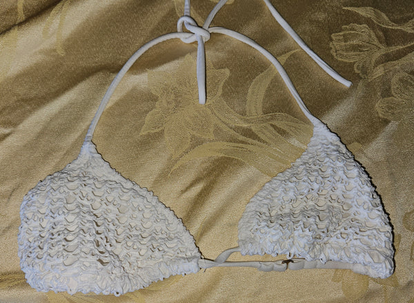 Women's Medium White Crochet Look String Bikini