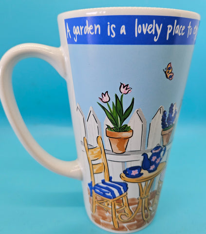 Blue Rim Signature Riviera Van Beers 16 oz Garden Coffee Cup Mug