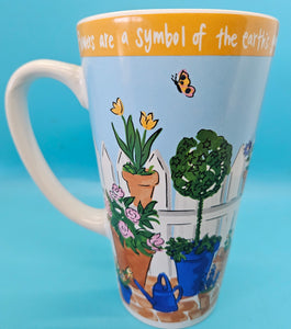 Yellow Rim Signature Riviera Van Beers 16 oz Garden Coffee Cup Mug
