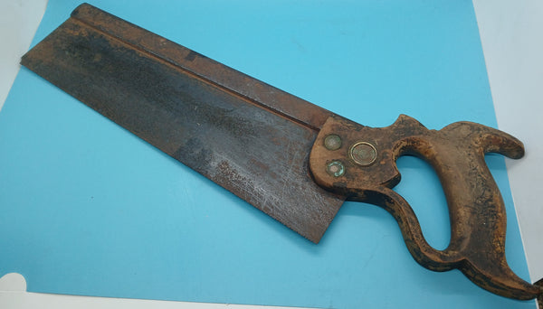 Vintage Henry Disston and Sons 12 Inch Saw Dark Wood Handle Carpentry Hand Tool