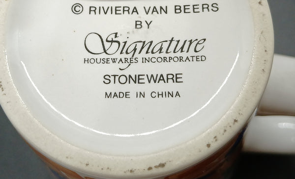 Set of 3 Signature Riviera Van Beers 16 oz Garden Coffee Cup Mugs