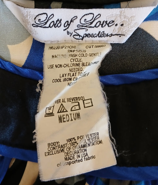 Medium LOTS OF LOVE by SPEECHLESS Blue, Grey, & Black Silky Tank Top