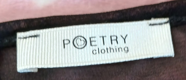 Large POETRY Black & Tan Checkered Sheer Blouse w/ Bow