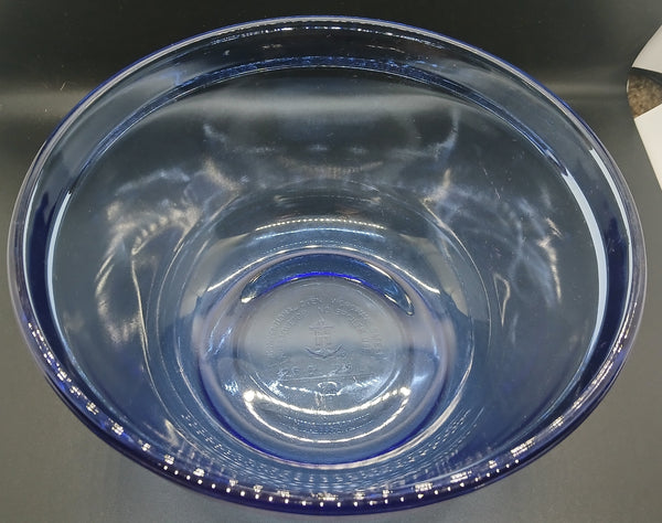 Vintage Anchor Hocking Blue 2.5 QT Glass Mixing Serving Prep Kitchen Utility Bowl
