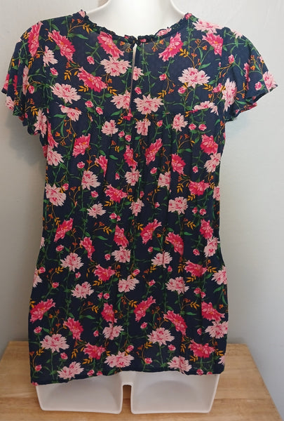 Small Petite OLD NAVY Multicolor Floral Blouse w/ Front Pocket
