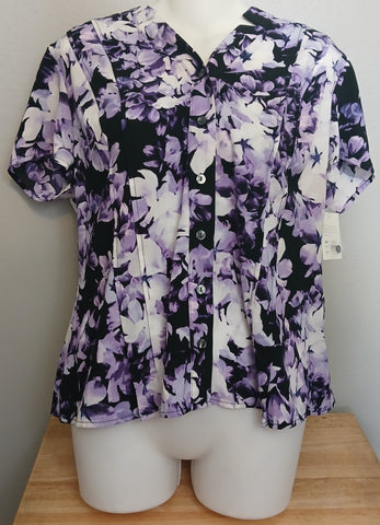 Petite XL Brand New CROFT & BARROW Button Down Multicolor Floral Blouse