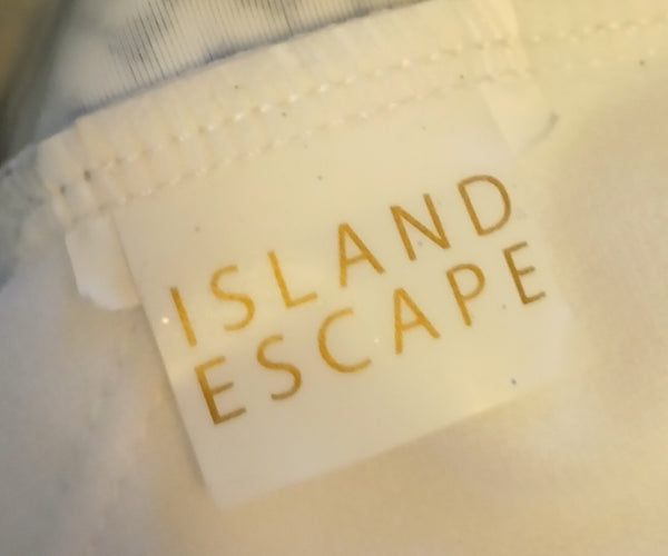 XL ISLAND ESCAPE Blue & Blank Tankini Bathing Suit Top