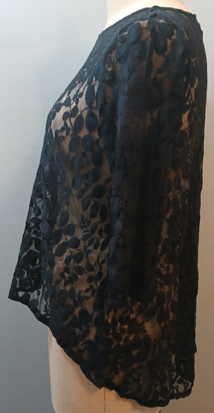 ET LOIS 2X Black Lace Floral Blouse