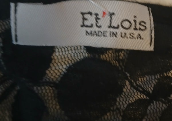 ET LOIS 2X Black Lace Floral Blouse