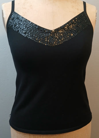 Size Xl Kenar Black Tank Top With Sequence Neckline