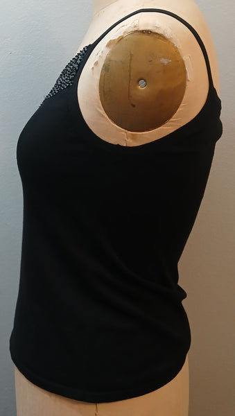 Size Xl Kenar Black Tank Top With Sequence Neckline