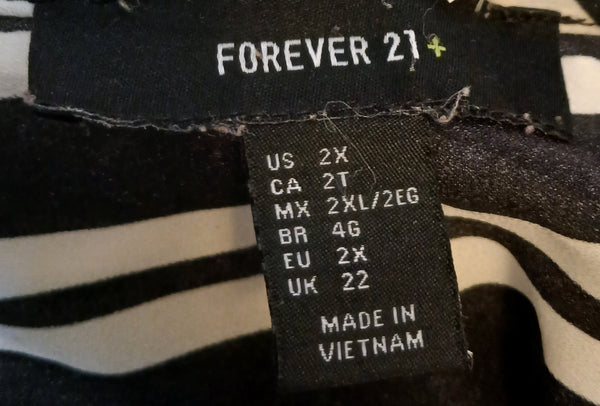 XXL FOREVER 21 Black & White Stripped Sheer Shirt