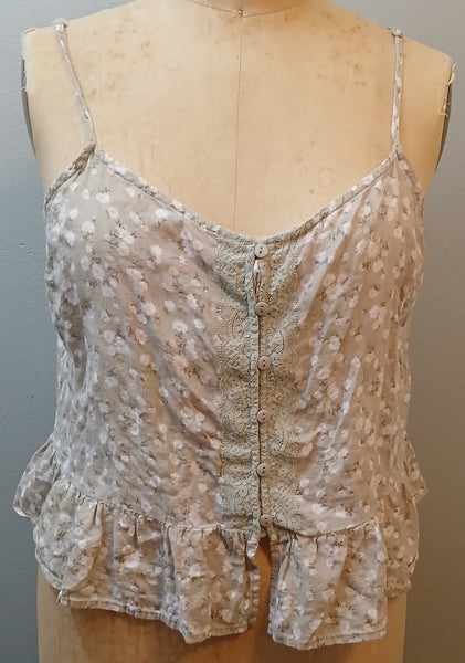 XXL FOREVER 21 Tan Floral Button Front Tank Top