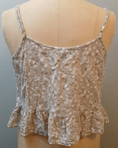 XXL FOREVER 21 Tan Floral Button Front Tank Top