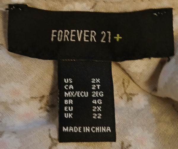 XXL FOREVER 21 Tan Floral Button Front Tank Top