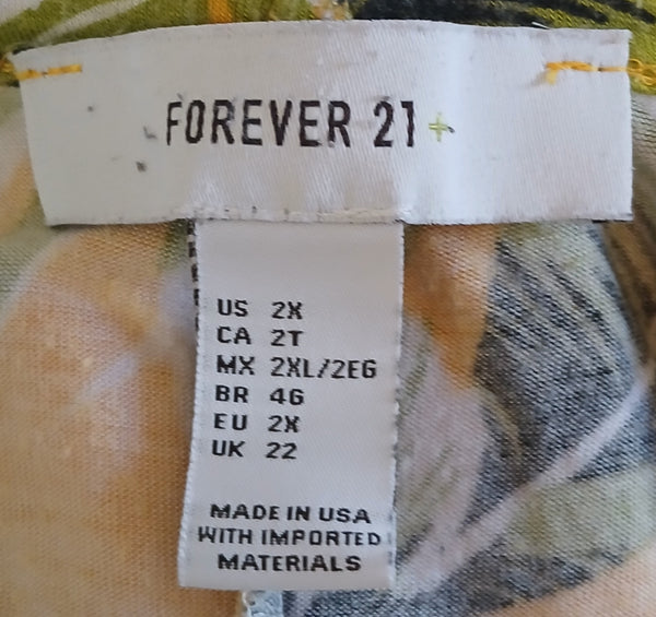 XXL FOREVER 21 Yellow Hawaiian Tropical Leaf Tank Top