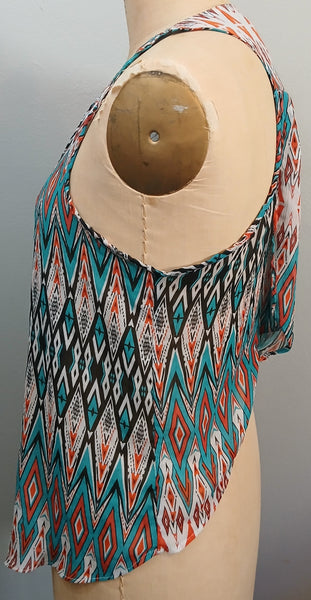 Size 1X AMBIANCE APPAREL Tribal Aztec Geometric Sheer Tank Top