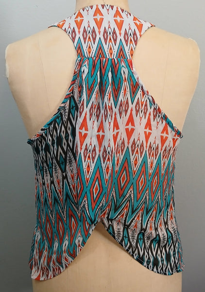 Size 1X AMBIANCE APPAREL Tribal Aztec Geometric Sheer Tank Top