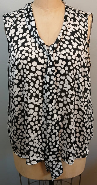 XXL KASPER Black & White Polka Dot Sleeveless Blouse