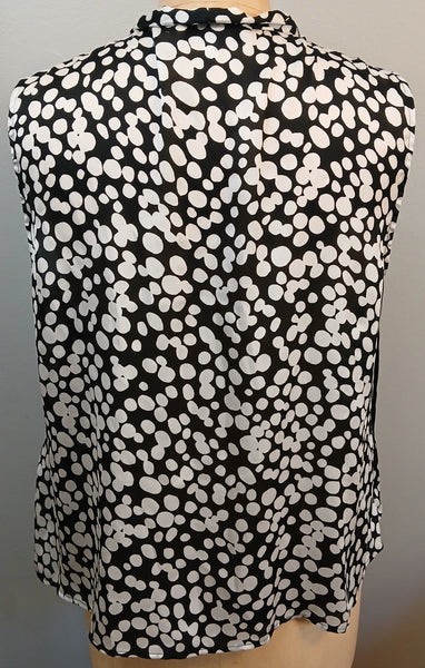 XXL KASPER Black & White Polka Dot Sleeveless Blouse