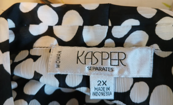 XXL KASPER Black & White Polka Dot Sleeveless Blouse