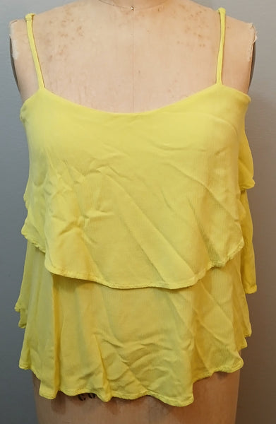 Size 0X FOREVER 21 Yellow Ruffled Tank Top