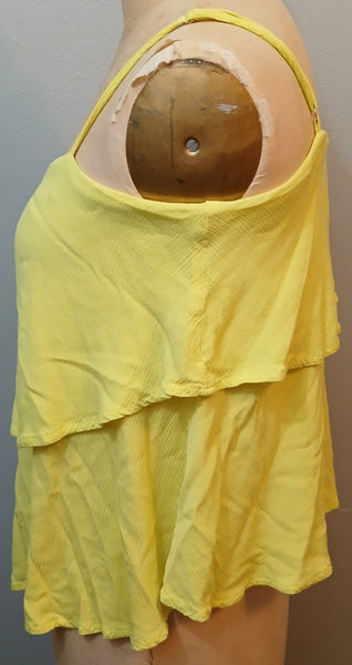 Size 0X FOREVER 21 Yellow Ruffled Tank Top