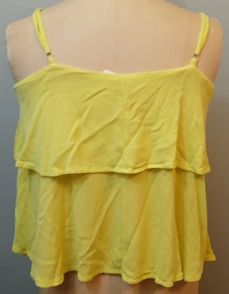 Size 0X FOREVER 21 Yellow Ruffled Tank Top
