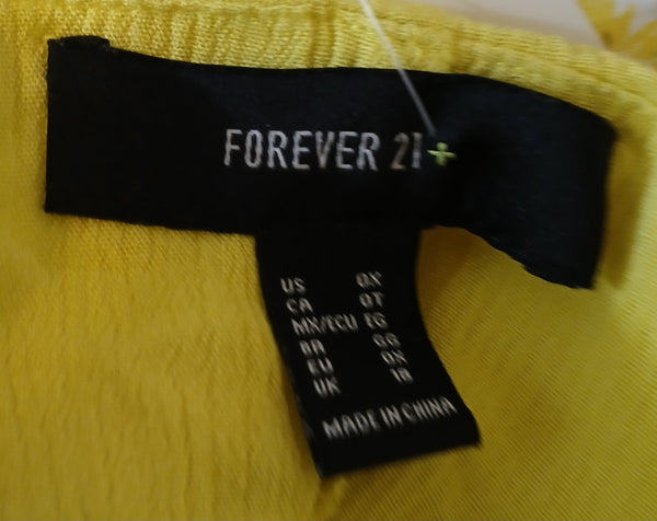 Size 0X FOREVER 21 Yellow Ruffled Tank Top