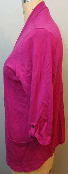 Size 1X KAREN SCOTT Hot Pink Open Front Sweater