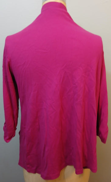 Size 1X KAREN SCOTT Hot Pink Open Front Sweater