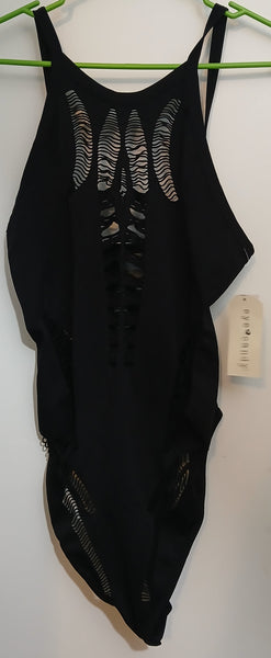 Brand New 2X / 3X EYE CANDY Black Slash Design One Piece Bathing Suit