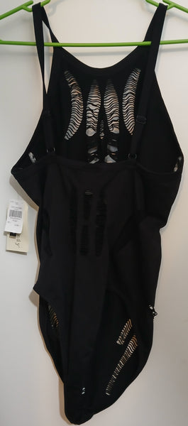 Brand New 2X / 3X EYE CANDY Black Slash Design One Piece Bathing Suit