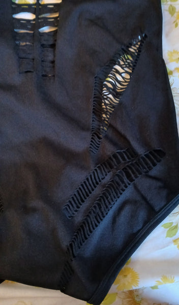 Brand New 2X / 3X EYE CANDY Black Slash Design One Piece Bathing Suit