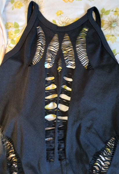 Brand New 2X / 3X EYE CANDY Black Slash Design One Piece Bathing Suit