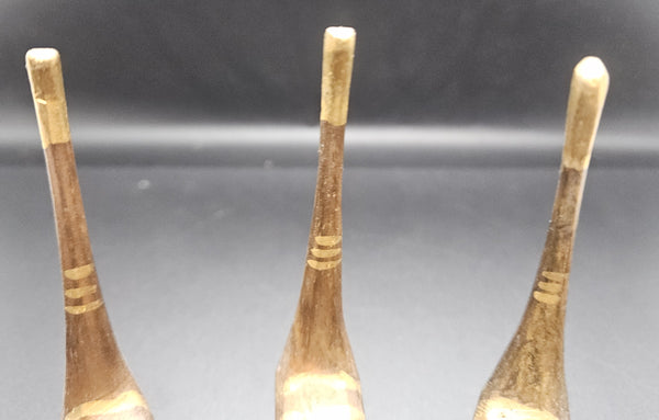 Vintage Set of 3 Wood Folk Art Gold Tip Cats