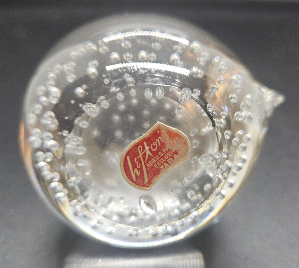 Vintage LEFTON Clear Glass Bird Paperweight