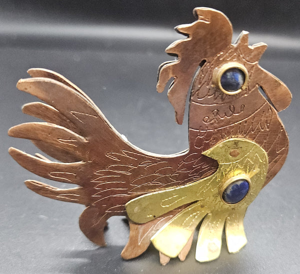 Cezar Vasquez 3" Vintage MCM Metal Chile Copper Rooster