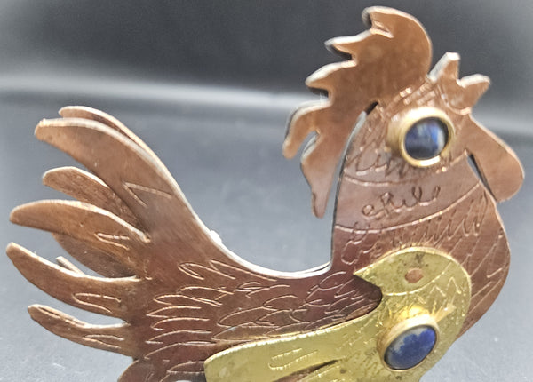 Cezar Vasquez 3" Vintage MCM Metal Chile Copper Rooster