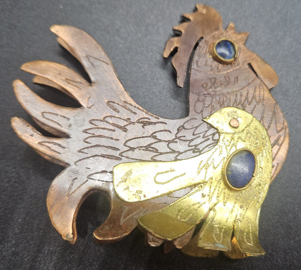Cezar Vasquez 3" Vintage MCM Metal Chile Copper Rooster