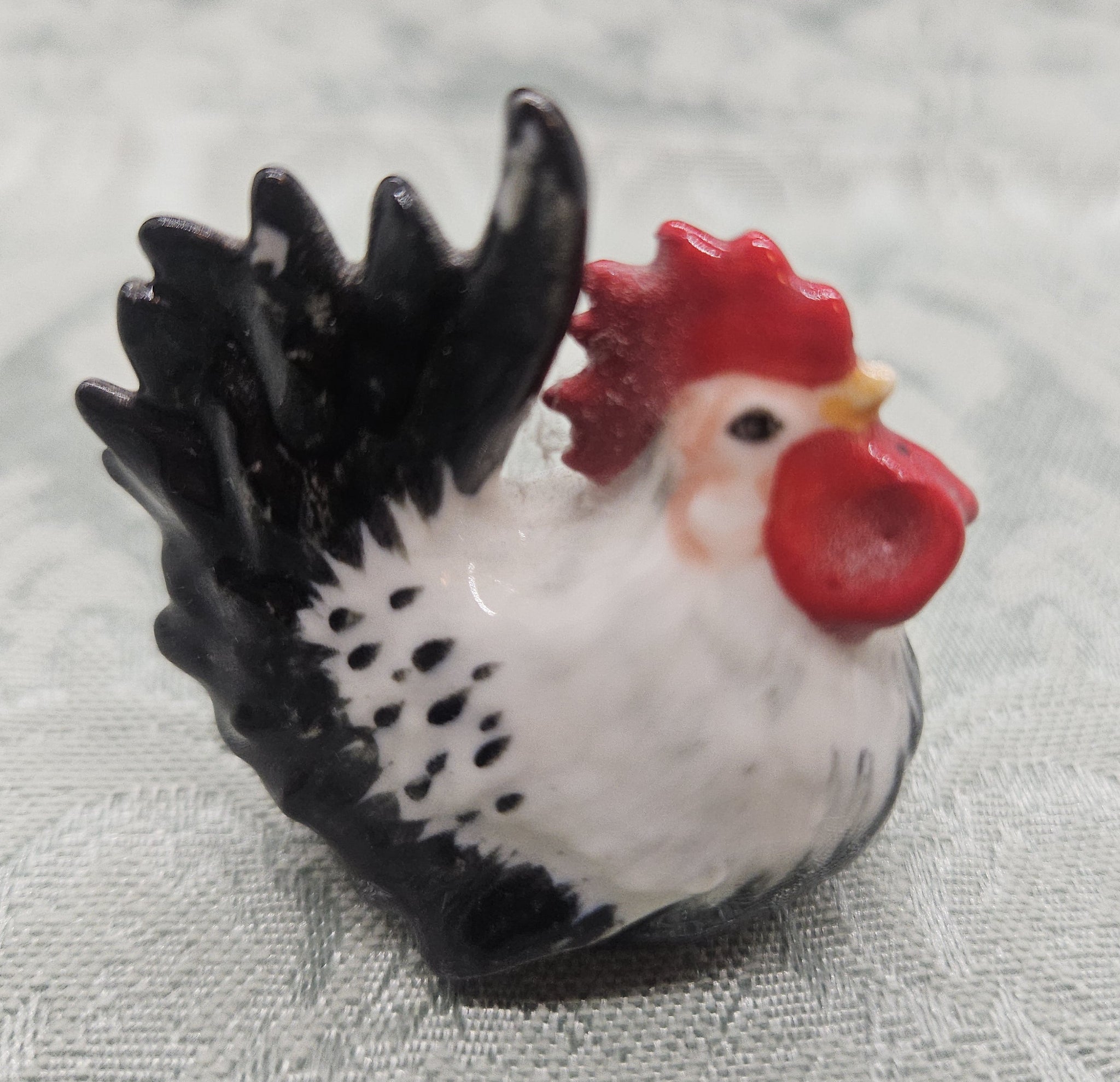 Black & White Miniature Vintage Ceramic Chicken