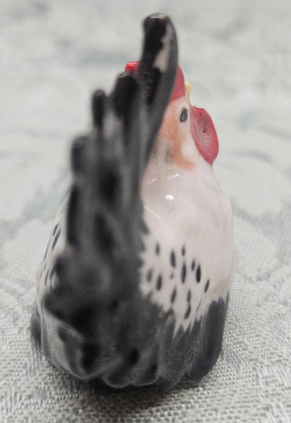 Black & White Miniature Vintage Ceramic Chicken