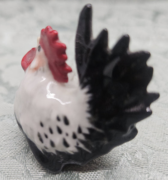 Black & White Miniature Vintage Ceramic Chicken