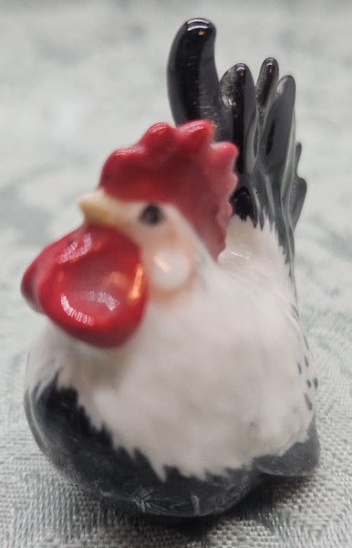 Black & White Miniature Vintage Ceramic Chicken